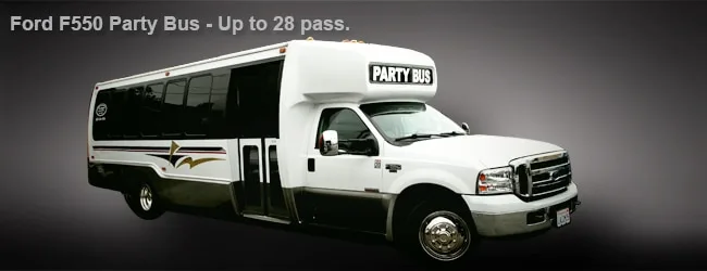 Ford F550 Party Bus, available with a chauffeur in Los Angeles