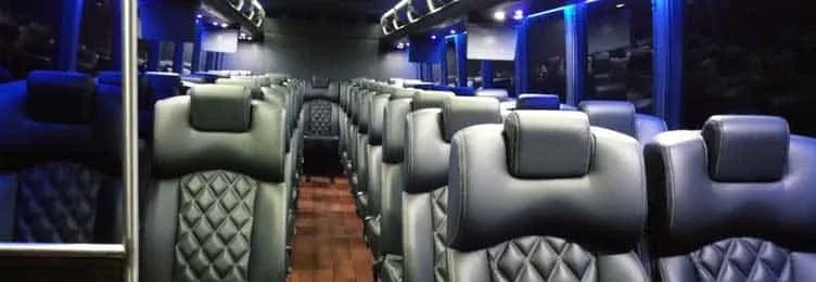 Seating inside a Ford F650 shuttle bus