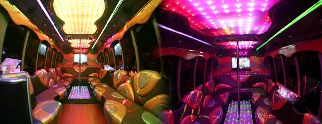 Interior lighting of the Ford F550 party bus