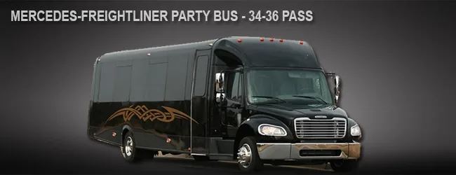 Mercedes Freightliner party bus for 34 to 36 passengers