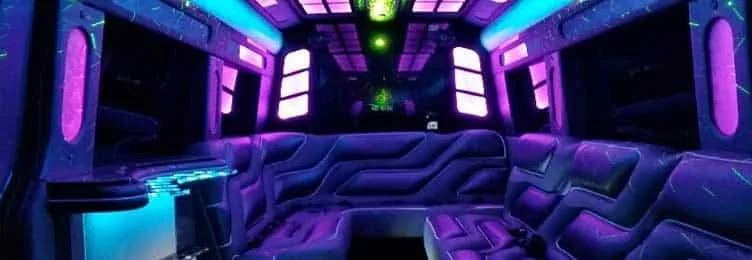Lounge seating inside a Mercedes Sprinter limo